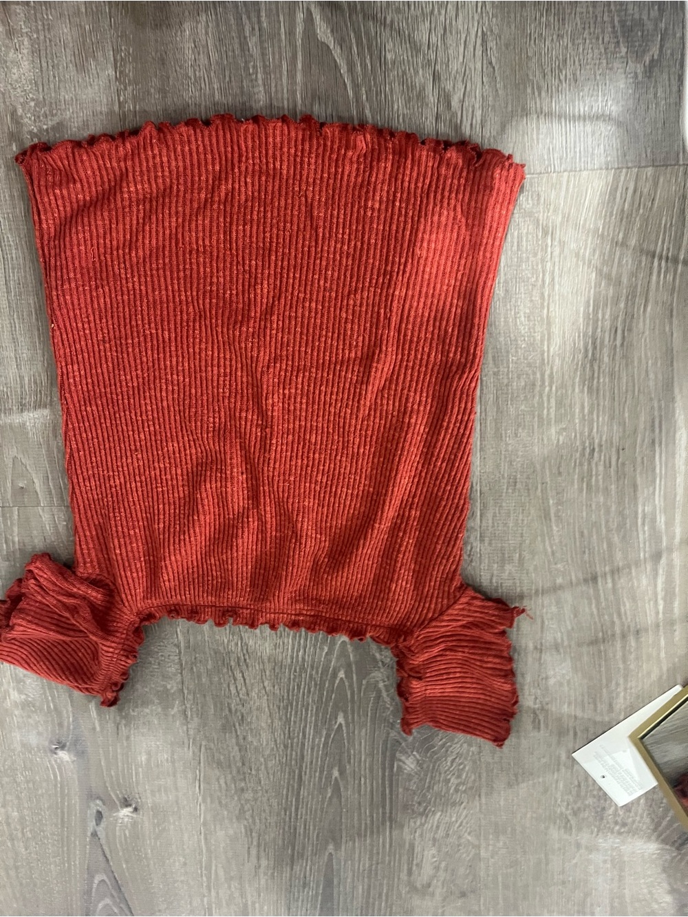 Windsor Ribbed Off-Shoulder Crop Top in Burnt Orange